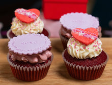 Load image into Gallery viewer, Red Velvet Valentine&#39;s Cupcakes (x4)
